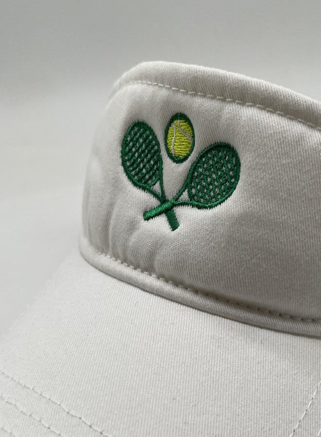 AIMASTZ Tennis Sport Embroidered Adjustable Tennis Visor, Tennis Sports Hat for Men Women,Gifts for Tennis Lovers,White - Image 3